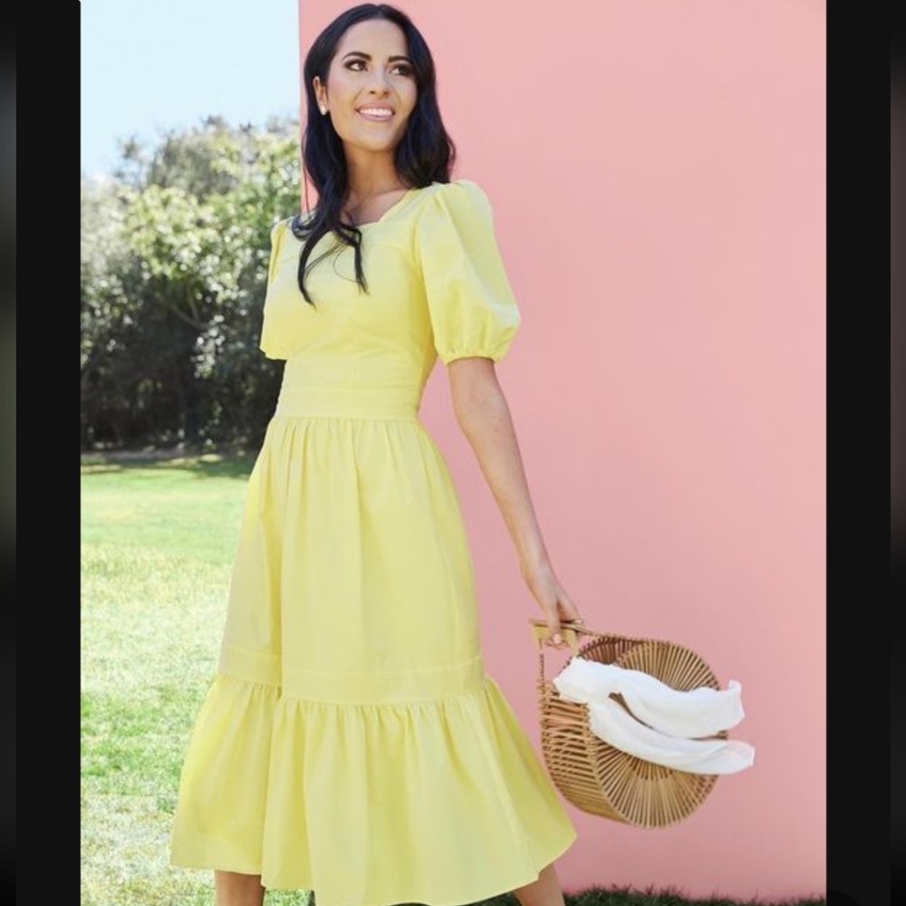 Rachel Parcell Yellow Puff Sleeve Dress size Small Women's